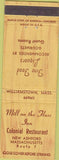 Matchbook Cover - Mill on the Floss Inn New Ashford MA
