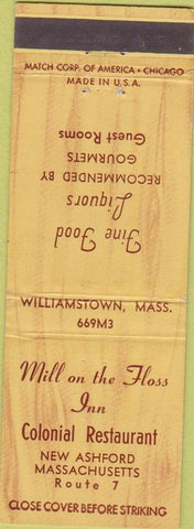 Matchbook Cover - Mill on the Floss Inn New Ashford MA