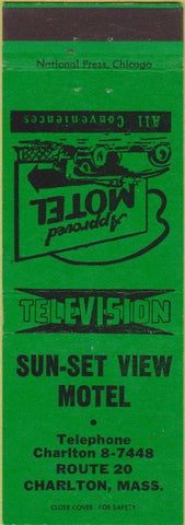 Matchbook Cover - Sun Set View Motel Charlton MA green