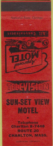 Matchbook Cover - Sun Set View Motel Charlton MA red
