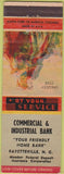 Matchbook Cover - Commercial Industrial Bank Fayetteville NC