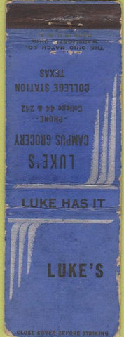 Matchbook Cover - Luke's Campus Grocery College Station TX WORN