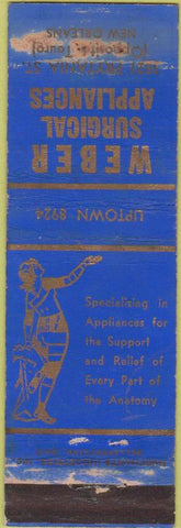 Matchbook Cover - Weber Surgical New Orleans LA Merchants girlie WORN