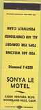 Matchbook Cover - Sonya Le Motel Woodland Hills CA yellow