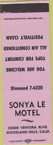 Matchbook Cover - Sonya Le Motel Woodland Hills CA purple