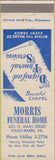 Matchbook Cover - Morris Funeral Home Wilkes Barre PA