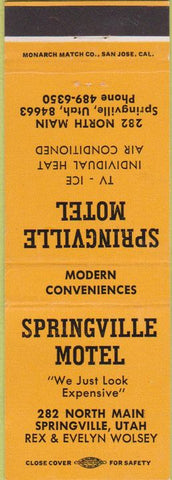 Matchbook Cover - Springville Motel UT Orange