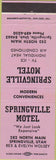 Matchbook Cover - Springville Motel UT purple