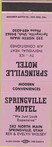 Matchbook Cover - Springville Motel UT purple
