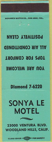 Matchbook Cover - Sonya Le Motel Woodland Hills CA purple