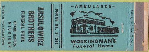 Matchbook Cover - Arsulowicz Brothers Funeral Home Grand Rapids MI