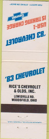 Matchbook Cover - 1983 Chevrolet Oldsmobile Woodsfield OH