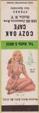 Matchbook Cover - Cozy Oak Cafe Hollis NY pinup
