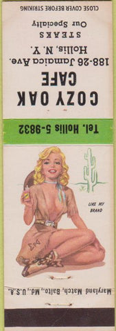 Matchbook Cover - Cozy Oak Cafe Hollis NY pinup