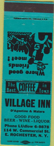 Matchbook Cover - Village Inn East Rochester NY teal