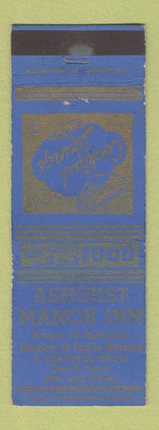 Matchbook Cover - Ashurst Manor Inn Muncy Halls Station IN