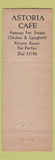 Matchbook Cover - Astoria Cafe Warren OH