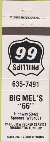 Matchbook Cover - Phillips 66 oil gas Spooner WI