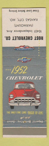Matchbook Cover - 1952 Chevrolet Rost Kansas City MO