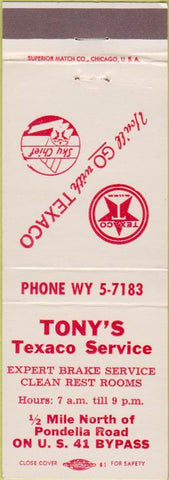 Matchbook Cover - Texaco Oil Gas Fort Myers FL