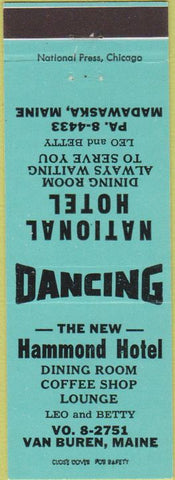 Matchbook Cover - Hammond Hotel Van Buren ME Madawaska