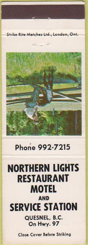 Matchbook Cover - Northern Lights Restaurant Quesnel BC