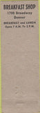 Matchbook Cover - Miss Sorensen Invites You Denver CO Breakfast