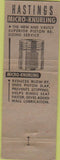 Matchbook Cover - Hastings Piston Rings Hutchinson KS WORN