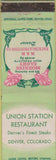 Matchbook Cover - Union Station Restaurant Denver CO WEAR meat