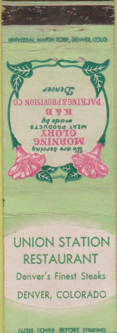 Matchbook Cover - Union Station Restaurant Denver CO WEAR meat