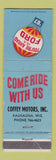 Matchbook Cover - 1967 Ford Coffey Motors Kaukauna WI WEAR