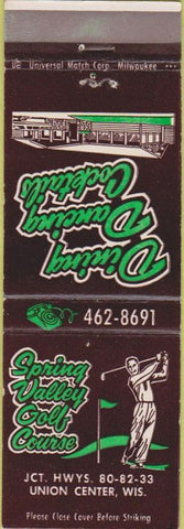 Matchbook Cover - Spring Valley Golf Course Union Center WI