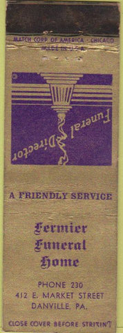 Matchbook Cover - Fermier Funeral Home Danville PA