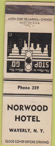 Matchbook Cover - Norwood Hotel Waverly NY wear