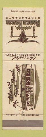 Matchbook Cover - Ranch House Restaurants Fort Lauderdale FL Pompano Beach