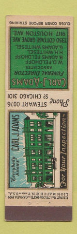 Matchbook Cover - Carl Adams Funeral Home Chicago IL Lion Canada 1929