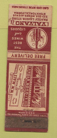 Matchbook Cover - Valvano Liquor Store Stockton CA WORN