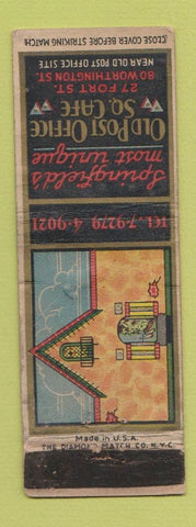 Matchbook Cover - Old Post Office Square Cafe Springfield MA WORN