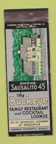 Matchbook Cover - The Buckeye Restaurant Marin County CA Manzanita