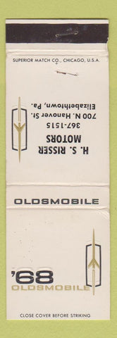 Matchbook Cover - 1968 Oldsmobile HS Risser Elizabethtown PA