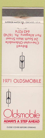 Matchbook Cover - 1971 Oldsmobile Port Allegany PA WEAR