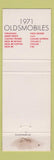 Matchbook Cover - 1971 Oldsmobile Port Allegany PA WEAR