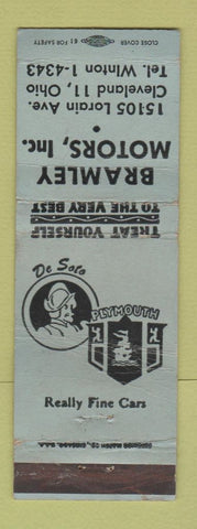 Matchbook Cover - Bramley Motors Plymouth DeSoto Cleveland OH WORN