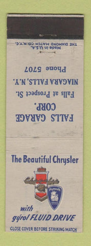 Matchbook Cover - Plymouth Chrysler  Falls Garage Niagara Falls NY