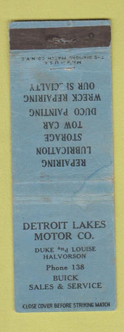 Matchbook Cover - Detroit Lakes Motors Buick  low phone # MN? WORN