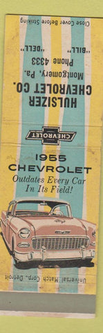 Matchbook Cover - Hulsizer Chevrolet Montgomery PA low phone # 1955 WEAR