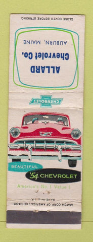 Matchbook Cover - Allard Chevrolet 1954 Auburn ME