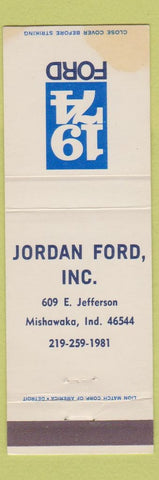 Matchbook Cover - 1974 Ford Jordan Mishawaka IN STAINED