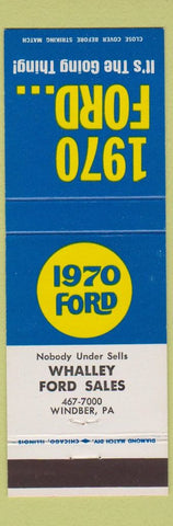 Matchbook Cover - 1970 Ford Whalley Windber PA