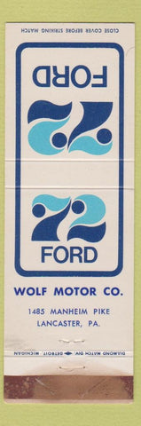 Matchbook Cover - 1972 Ford Wold Motors Lancaster PA WEAR